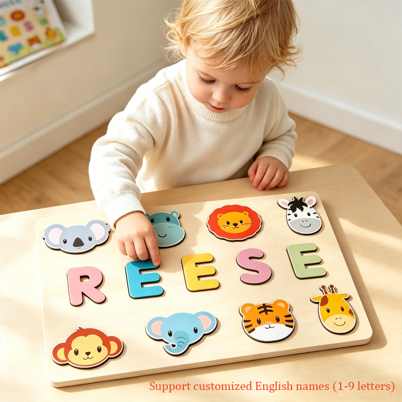 Kids Education Name - Montessori spersonalizowane drewniane puzzle nazwa dziecka