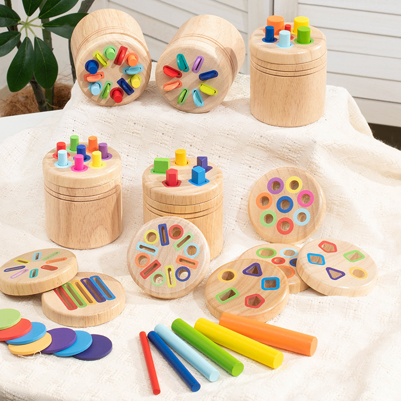 Kids Educational Box - Drewniany pojemnik do sortowania kształtów Montessori