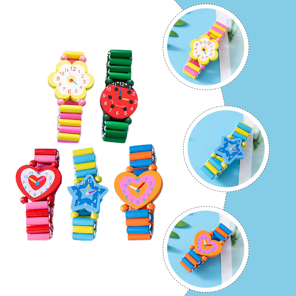 Education Kids Ru - 5 szt. Kolorowe bransoletki z drewnianymi