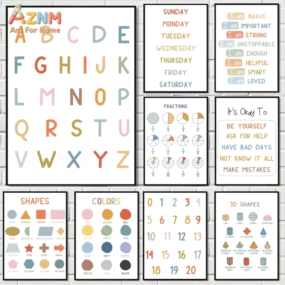 Kids Educational Poster - AZNM Edukacyjny Alfabet i Cyfry, Obraz