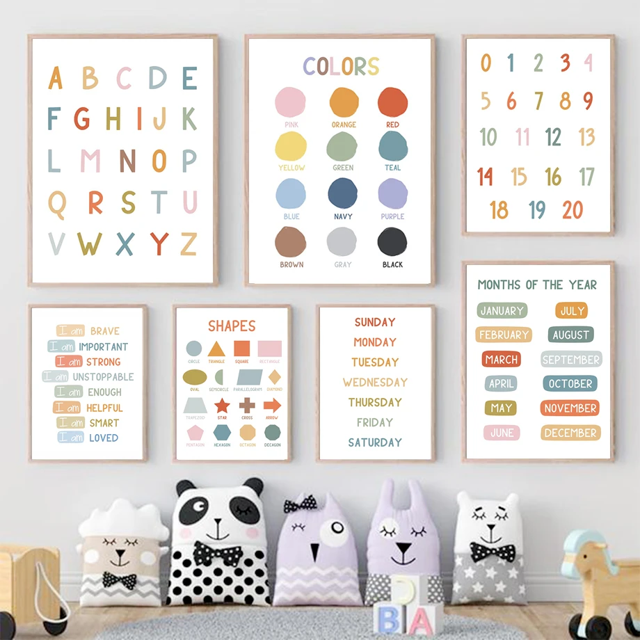 Kids Educational Poster - Plakat edukacyjny dla dzieci: alfabet, cyfry,