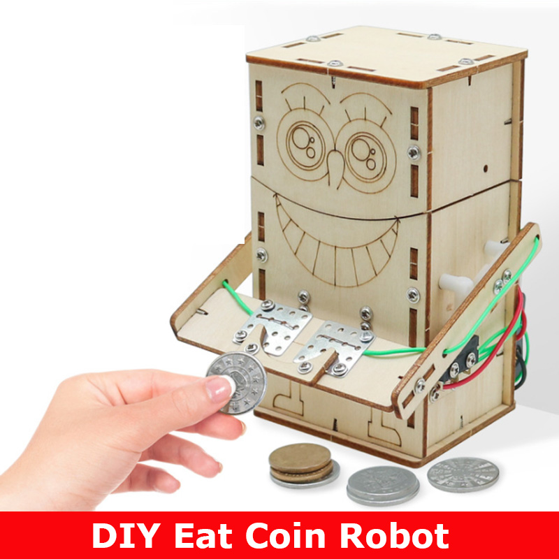 Kids Education Money - Drewniany elektryczny robot do jedzenia monet