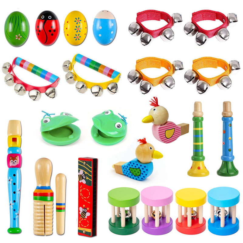 Kids Education Bell - Drewniane instrumenty muzyczne dla dzieci: marakasy,