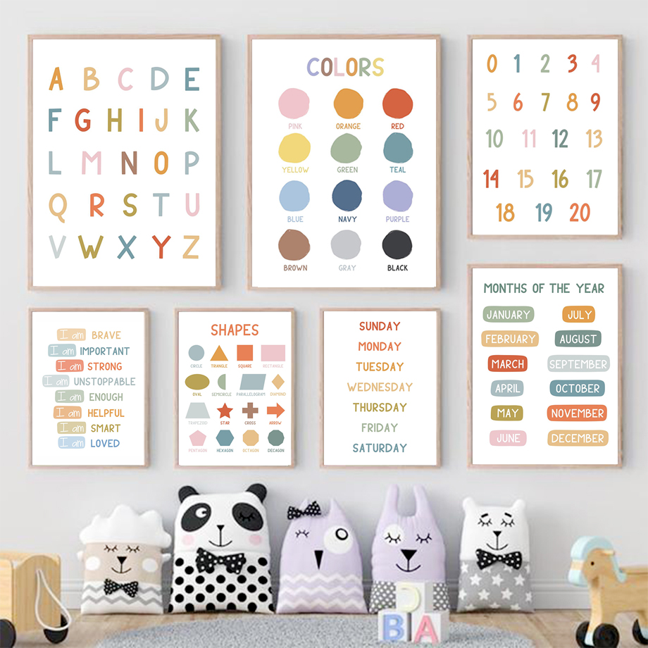 Kids Educational Poster - Plakat edukacyjny dla dzieci: Alfabet, cyfry,