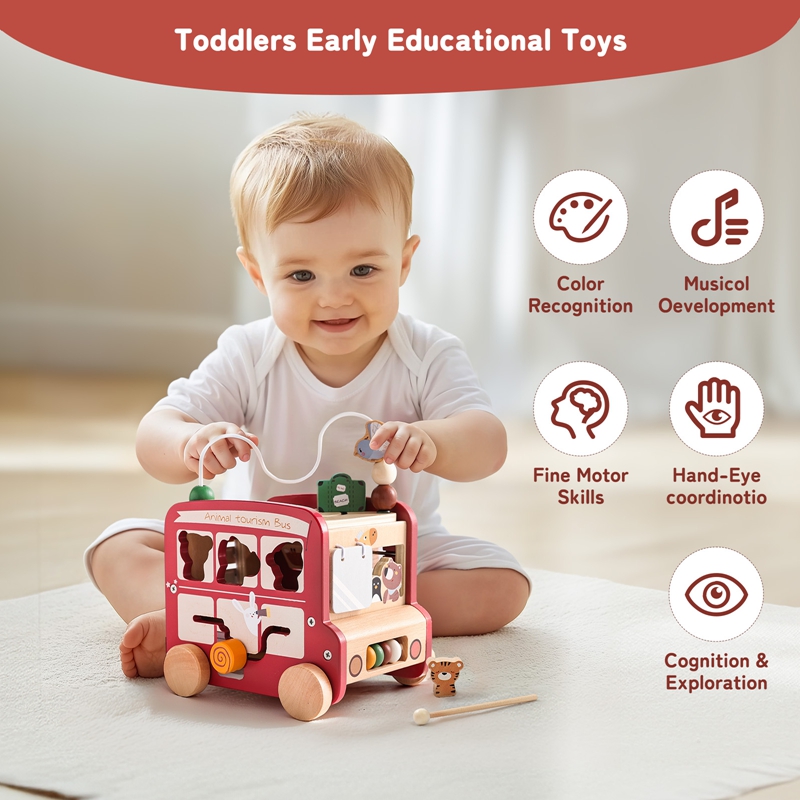 Drewniany Autobus Zabawka z Mo – Kids Education Name recenzja i cena