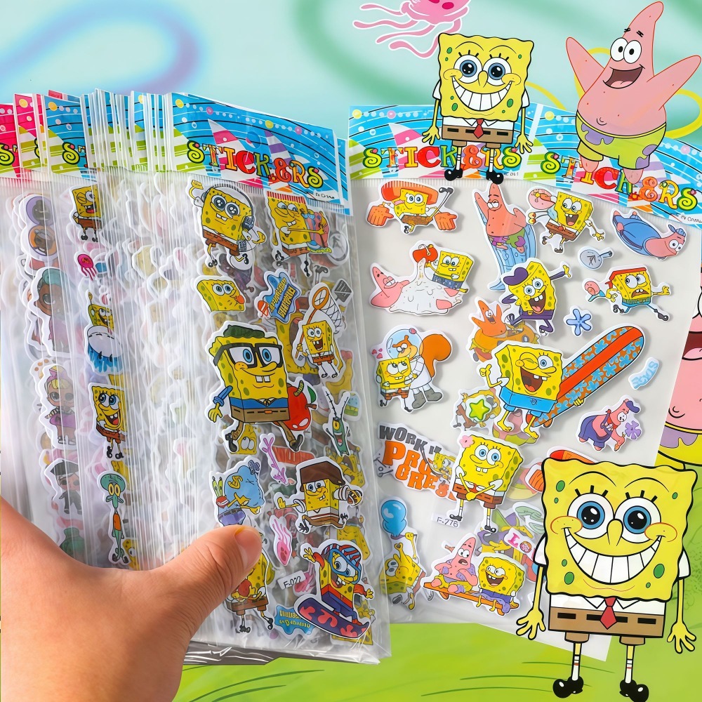 12-pakowe naklejki 3D SpongeBo – Kids First Education recenzja i cena