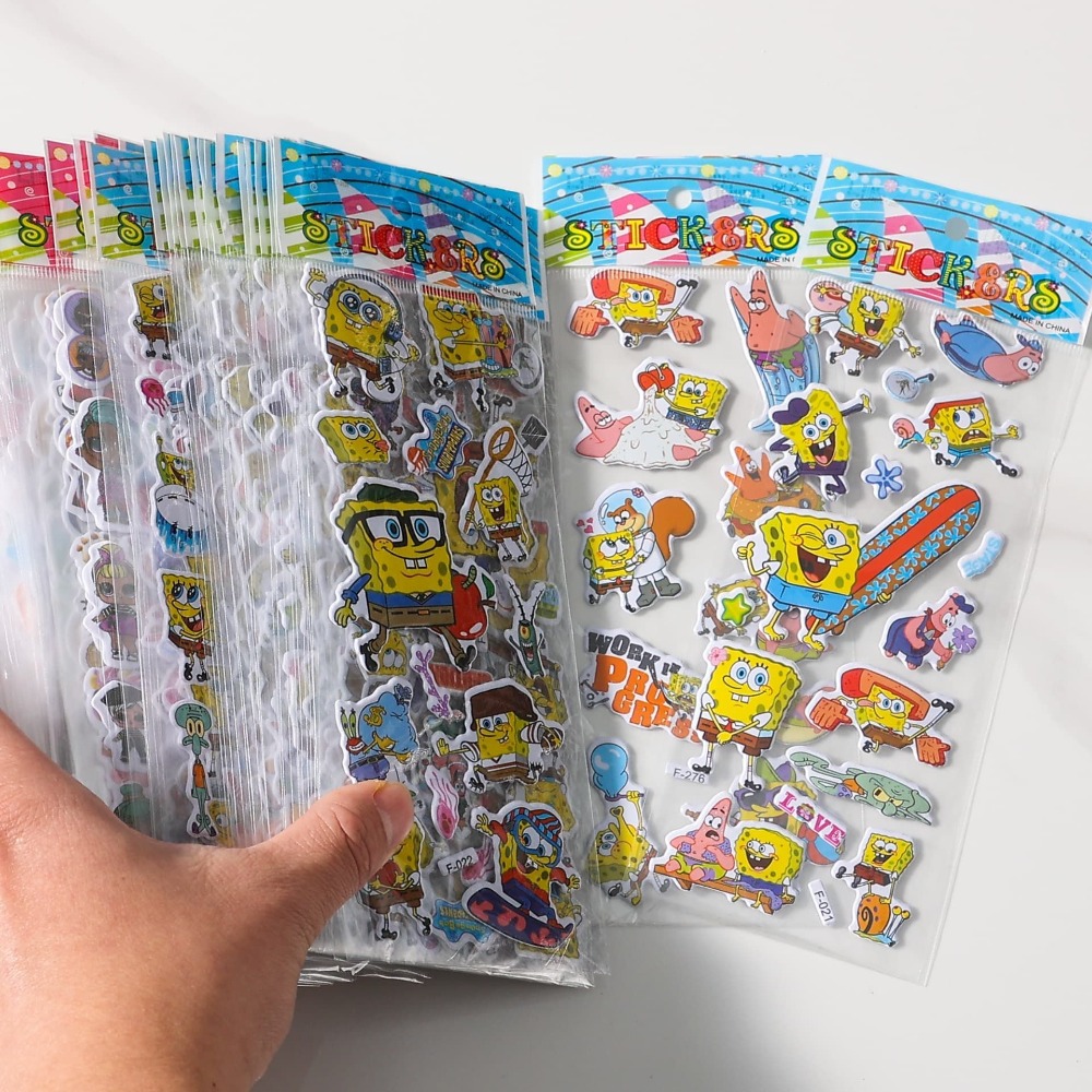 12-pakowe naklejki 3D SpongeBo – Kids First Education recenzja i cena