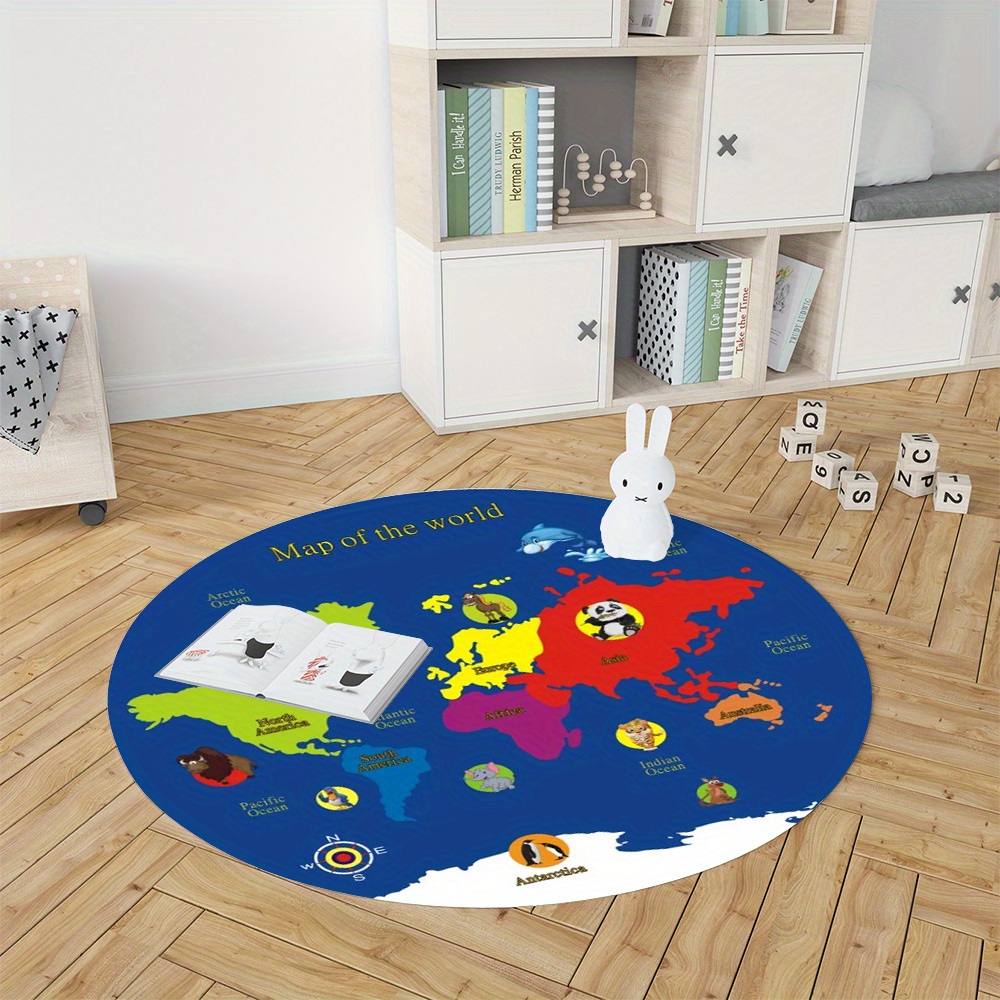 Okrągły dywan z mapą świata, f – Kids Education Room recenzja i cena