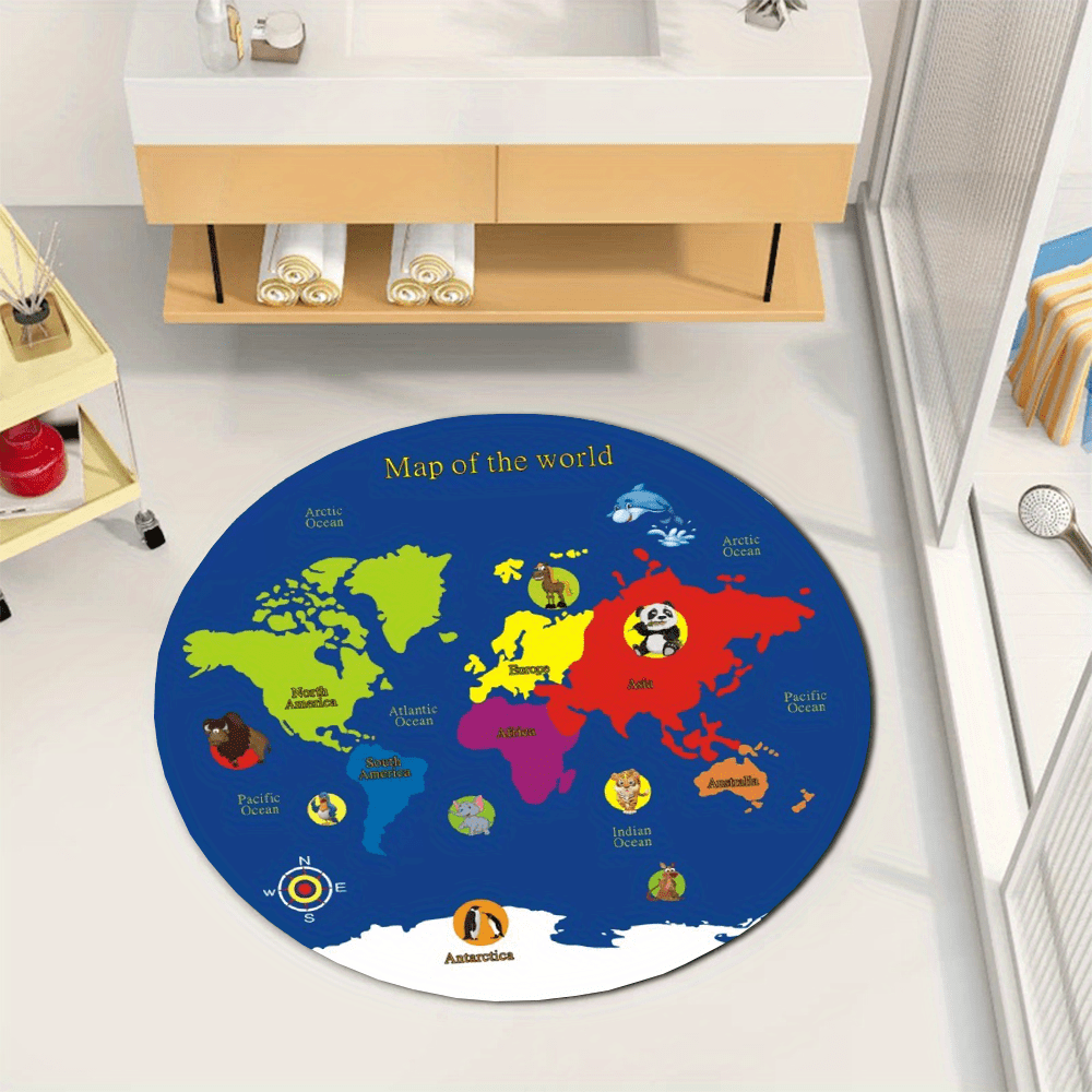 Okrągły dywan z mapą świata, f – Kids Education Room recenzja i cena