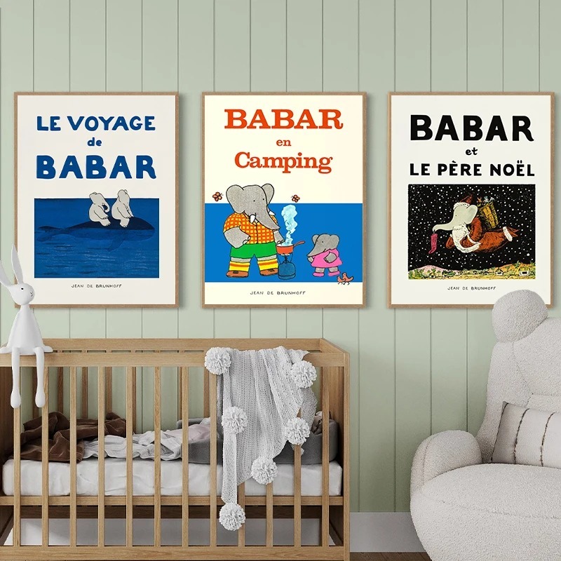 Słoń Babar Francja Bajki Plaka – Kids Educational Poster recenzja i cena