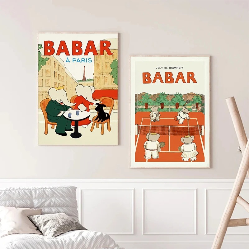 Słoń Babar Francja Bajki Plaka – Kids Educational Poster recenzja i cena